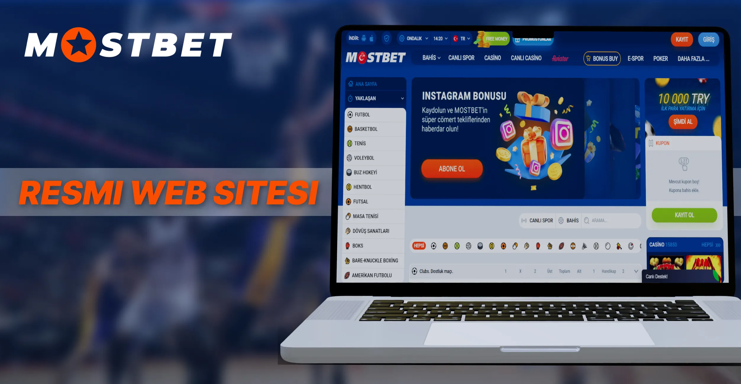 Bahisçi Mostbet'in resmi web sitesi